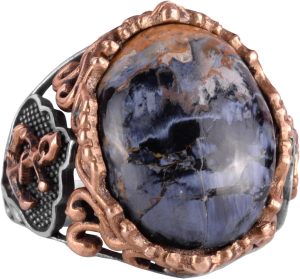 Doğal Pietersite Ağırlık Yüzük Taş Yüzük - 925 Ayar Gümüş Yüzük Erkekler İçin, Farklı Yüzük