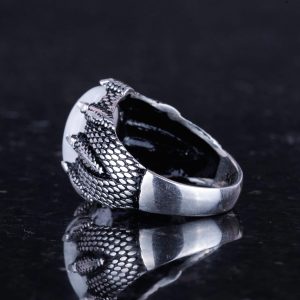 Gerçek Doğal Aytaşı Taşı ile El Yapımı Gümüş Pençe Yüzük – Yengeç İçin Sezgi ve Duygusal Denge - Görsel 6