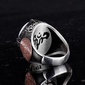 Desenli El Yapımı Yüzük - 925 Ayar Gümüş Erkek Yüzüğü - Davut Yıldızı Takı (Terazi) - Görsel 7