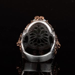 Gerçek Doğal Larimar Taşı Yüzük, Aslan Yüzüğü, 925 Ayar Gümüş Yüzük - Görsel 8