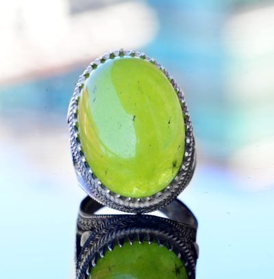El Yapımı Jade Taş Yüzük, 925 Ayar Gümüş Erkek Yüzüğü - Sakinlik ve Uyum Tasarımı - Görsel 8