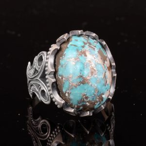 Gerçek Doğal Arizona Turkuaz Taş Yüzük, El Yapımı Takı, 925 Ayar Gümüş Yüzük (Model-2) - Görsel 4