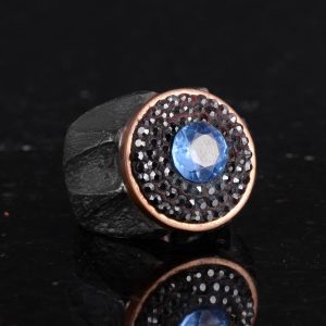 Gerçek Doğal Mavi Topaz Taş Yüzük - Sultan Yüzüğü - 925 Ayar Gümüş Yüzük - Görsel 4