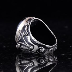 Sterling Gümüş Davut Yıldızı Yüzük, Oniks Taşlı Erkek Yüzüğü - Görsel 7