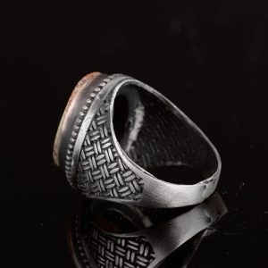 Gerçek Doğal Arizona Turkuazı Gümüş Taş, El Yapımı Yüzük, 925 Ayar Gümüş Yüzük Erkekler İçin - Görsel 7