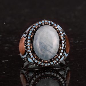 Gerçek Doğal Taş Yüzük - El Yapımı Yüzük - El İşçiliği 925 Ayar Gümüş Yüzük (Akuamarin) - Görsel 4