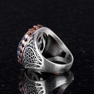 925K Katı Gümüş Erkek Yüzük - Doğal Taşlarla El Yapımı Şıklık (Pietersite Taşı) - Görsel 5