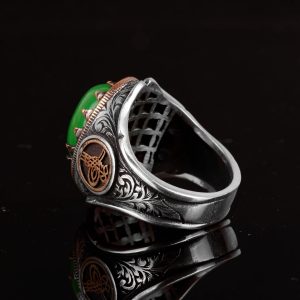 Erkekler için 925 Ayar Gümüş Yüzük - Doğal Jade Taşlı Yüzük - Görsel 8