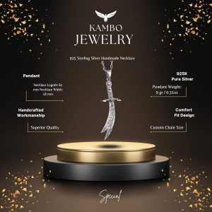 925 Ayar Gümüş Zulfiqar Kılıcı Kolye - Zircon Taşlı İslami Takı (Beyaz) - Görsel 2