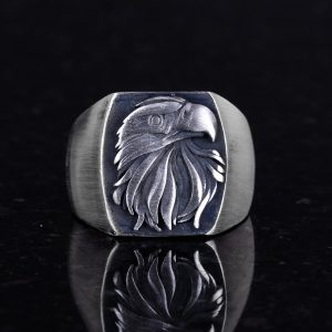 925 Ayar Katı Gümüş Yüzük, Kartal Yüzüğü, Erkekler için Hayvan Yüzüğü, Erkekler için İfadeli Yüzük - Görsel 2