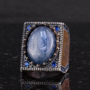 Gerçek Doğal Taş Yüzük - 925 Ayar Gümüş İslami Yüzük - El Yapımı Hat Yüzüğü - Görsel 6