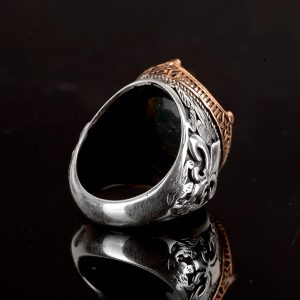 Gerçek Doğal Zümrüt Taşlı Yüzük, Gümüş Yüzük Erkekler İçin - Görsel 7