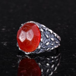Gerçek Doğal Agate Taşlı Yüzük, 925 Ayar Gümüş Yüzük Erkekler İçin, İslami Gümüş Yüzük - Görsel 5