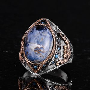 Gerçek Doğal Pietersite Taş Yüzük, Gümüş Yüzük Erkekler İçin - Görsel 4