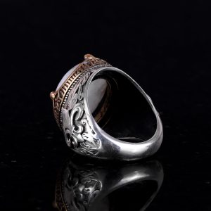 925 Ayar Gümüş El Yapımı Erkek Yüzük - Farklı Doğal Taşlarla Mevcut (Ateş Opali) - Görsel 6