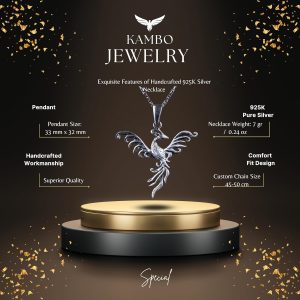 925 Ayar Gümüş Anka Kuşu Kolye Ucu - El Yapımı Yeniden Doğuş ve Dönüşüm Sembolü - Görsel 2