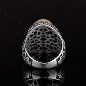 Gerçek Doğal Arizona Turkuaz Taş Yüzük, Minimalist Yüzük, 925 Ayar Gümüş Erkek Yüzük (Stil-2) - Görsel 7