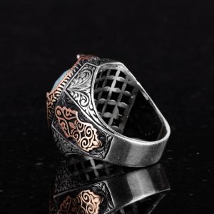 925 Ayar Katı Gümüş Yüzük - Doğal Amazonit Taşlı Yüzük - Görsel 7