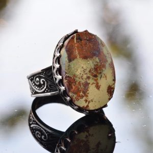 Büyük halka, Gerçek Doğal Arizona Turkuaz Taşı Yüzük, El Yapımı Yüzük, 925 Ayar Gümüş Yüzük Erkekler İçin - Görsel 3