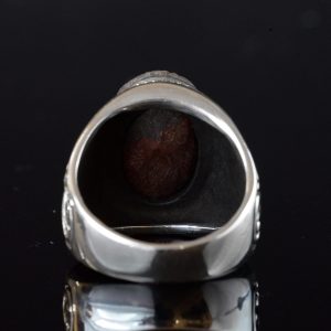 Doğal Arizona Yeşil Turkuaz Taş Yüzük, Vintage Tasarım - 925 Ayar Gümüş Erkek Yüzüğü, El Yapımı - Görsel 7