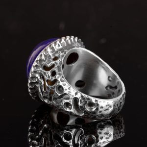 Erkekler için 925 Ayar Gümüş Yüzük, Doğal Druzy Kuvars: Mavi, Yeşil, Kırmızı Varyasyonlar (Mor) - Görsel 6