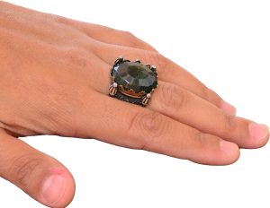 Gerçek Doğal Taş Yüzük, 925 Ayar Gümüş Yüzük, Camii Yüzüğü (Zümrüt) - Görsel 6