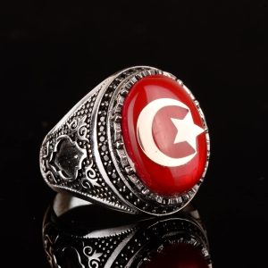 925 Ayar Gümüş Erkek Yüzük, Malcolm X Yüzüğü, Yıldız ve Hilal Yüzüğü - Görsel 4