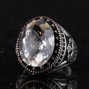 Gerçek Doğal Taş Yüzük - El Yapımı Kartal Yüzüğü - 925 Ayar Gümüş Yüzük (Sitrin) - Görsel 6