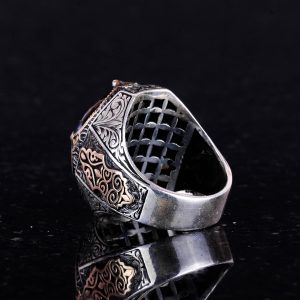 Gerçek Doğal Pietersite Taşı Yüzük - 925 Ayar Sert Gümüş Yüzük Erkekler İçin, Sıradışı Yüzük - Görsel 7