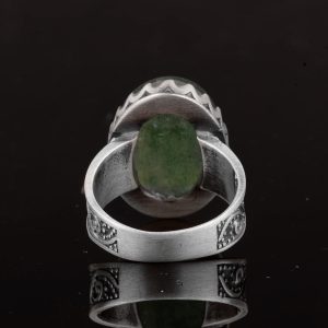 Gerçek Doğal Şeffaf Zümrüt Taşlı Erkek Yüzük, Vintage Yüzük, 925 Ayar Gümüş Yüzük - Görsel 7