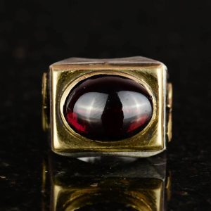 Doğal Granat Taşlı Yüzük - 925 Ayar Gümüş Erkek Yüzüğü - Görsel 6