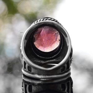 Doğal Granat Taşlı Yüzük - Lily Desenli Erkek Yüzüğü - 925 Ayar Sterlin Gümüş Tasarım - Görsel 8