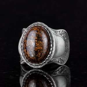 Doğal Taş Yüzük, 925 Ayar Saf Gümüş Yüzük, Bronzit - Görsel 4