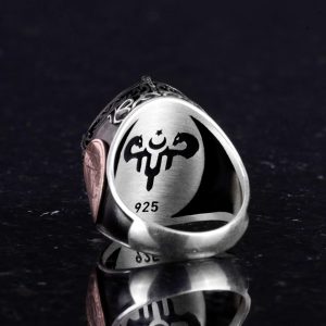 David Yıldızı Yüzüğü, Doğal Sarı Akik Taş Yüzüğü - Gümüş Erkek Yüzüğü, 925 Ayar Gümüş Yüzük Tasarımı - Görsel 7