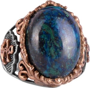 Denizci Çapa Yüzüğü, Doğal Azurit Taş Yüzüğü, 925 Ayar Sert Gümüş Erkek Yüzüğü, İçgörü ve Netlik Tasarımı