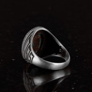 Gerçek Arizona Turkuaz Taş Yüzük, 925 Ayar Gümüş Erkek Yüzüğü - Görsel 6