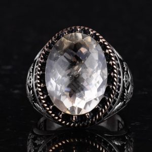 Gerçek Doğal Taş Yüzük - El Yapımı Kartal Yüzüğü - 925 Ayar Gümüş Yüzük (Sitrin) - Görsel 4