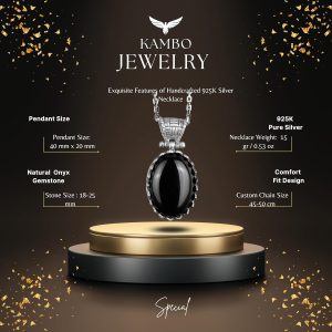 Gerçek Doğal Taş Kolye - 925 Ayar Gümüş Kolye (Oniks) - Görsel 2