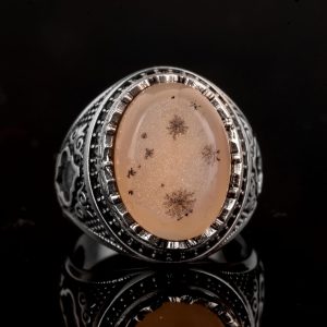 925 Ayar Gümüş Erkek Yüzük, Gerçek Doğal Drusy Kuvars Taş Yüzük - Görsel 5