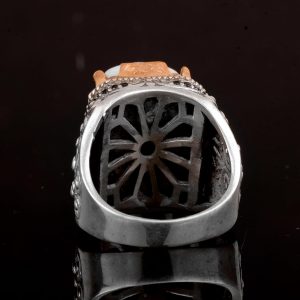 Sterling Gümüş Erkek Yüzük, Gerçek Doğal Larimar Taşı Yüzük - Görsel 7