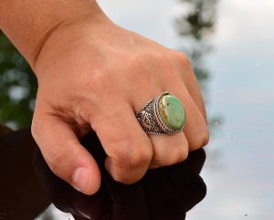 Doğal Arizona Turkuaz Taş Yüzük - 925 Ayar Gümüş Erkek Kartal Yüzüğü - Günlük Kullanım ve Özel Etkinlikler İçin İdeal (Stil-2) - Görsel 7