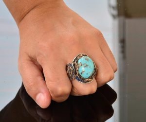 Gerçek Doğal Arizona Turkuaz Taşlı Aslan Yüzüğü - Gümüş Erkek Yüzüğü - Görsel 7