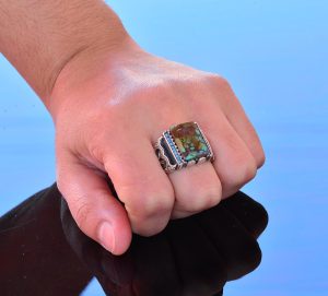 Gerçek Doğal Arizona Turkuaz Taş Yüzük - Gümüş Yüzük - Özel Gümüş Yüzük (Stil-3) - Görsel 7