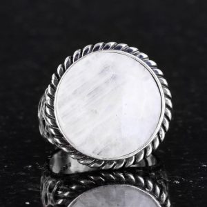 Gerçek Doğal Taş Yüzük - 925 Ayar Katı Gümüş Erkek Yüzük ile Ay Taşı - Görsel 3