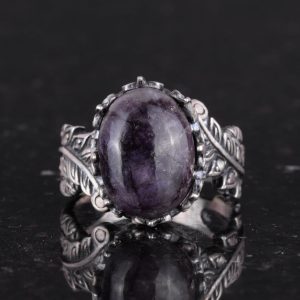 Gerçek Doğal Cabochon Safir Taşlı Vintage Bohem Tasarımlı Gümüş Kadın Yüzüğü - Görsel 4