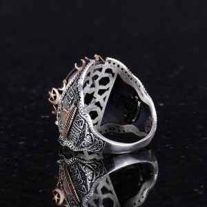 Siyah Kedi Gözlü Taş Yüzük, 925 Ayar Gümüş Taş Yüzükler - Çeşitli, Kabe Gümüş Yüzük Koleksiyonu - Görsel 6