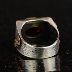 Doğal Granat Taşlı Yüzük - 925 Ayar Gümüş Erkek Yüzüğü - Görsel 7