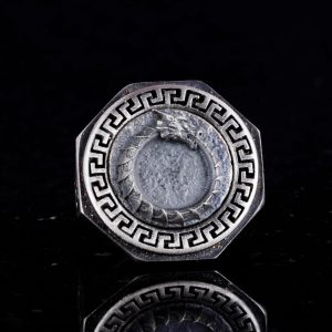 925 Ayar Gümüş Yüzük - Yunan Anahtarı Tasarımı Erkek Yüzüğü - El Yapımı Yüzük (Ejderha) - Görsel 4