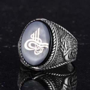 Kartal Yüzük - Yüzük - Erkek Yüzüğü - 925 Ayar Gümüş El Yapımı Erkek Yüzüğü (Osmanlı Tuğrası) - Görsel 6