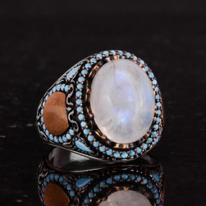 Gerçek Doğal Taş Yüzük - El Yapımı 925 Ayar Gümüş Yüzük (Ay Taşı) - Görsel 5